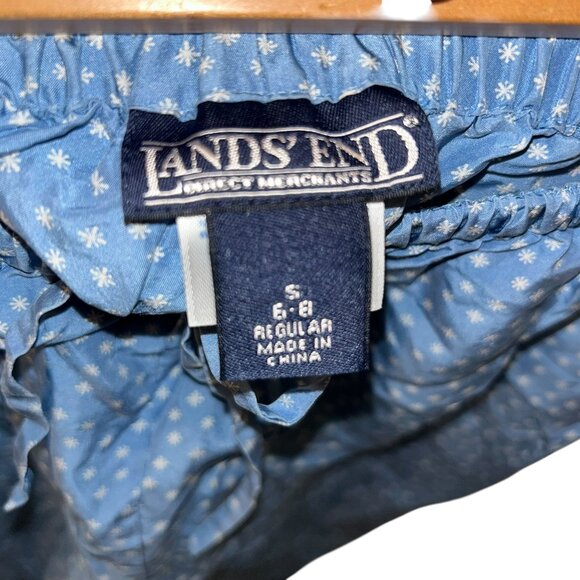 Lands' end powder blue bird sky ski day SILK snowflake print lounge pants S - Picture 2 of 5